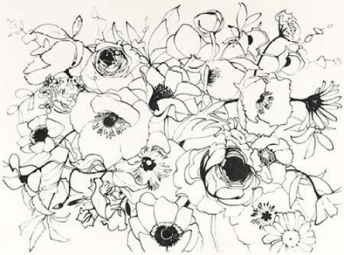 Black Line Poppies Mix Canvas Art - Shirley Novak (18 x 24)