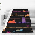 thumbnail image 1 of Black Line Stripe Cat Blanket for Couch Bed Throw Blanket, Aesthetic Decorative Blanket for Travel Camping Comfy Blanket, Full Size Blanket, 80x60 inch, 1 of 8