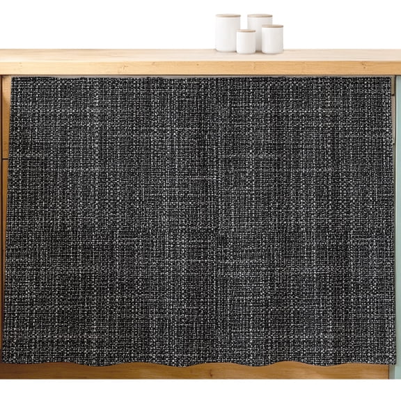 Black Linen Cabinet Curtains 10" W x 11" L, Rustic Boho Natural Luxury Fabric Under-Desk Privacy Dust Proof Drape Dishwasher Curtain Sink Skirt for Kitchen Closet Bathroom Laundry