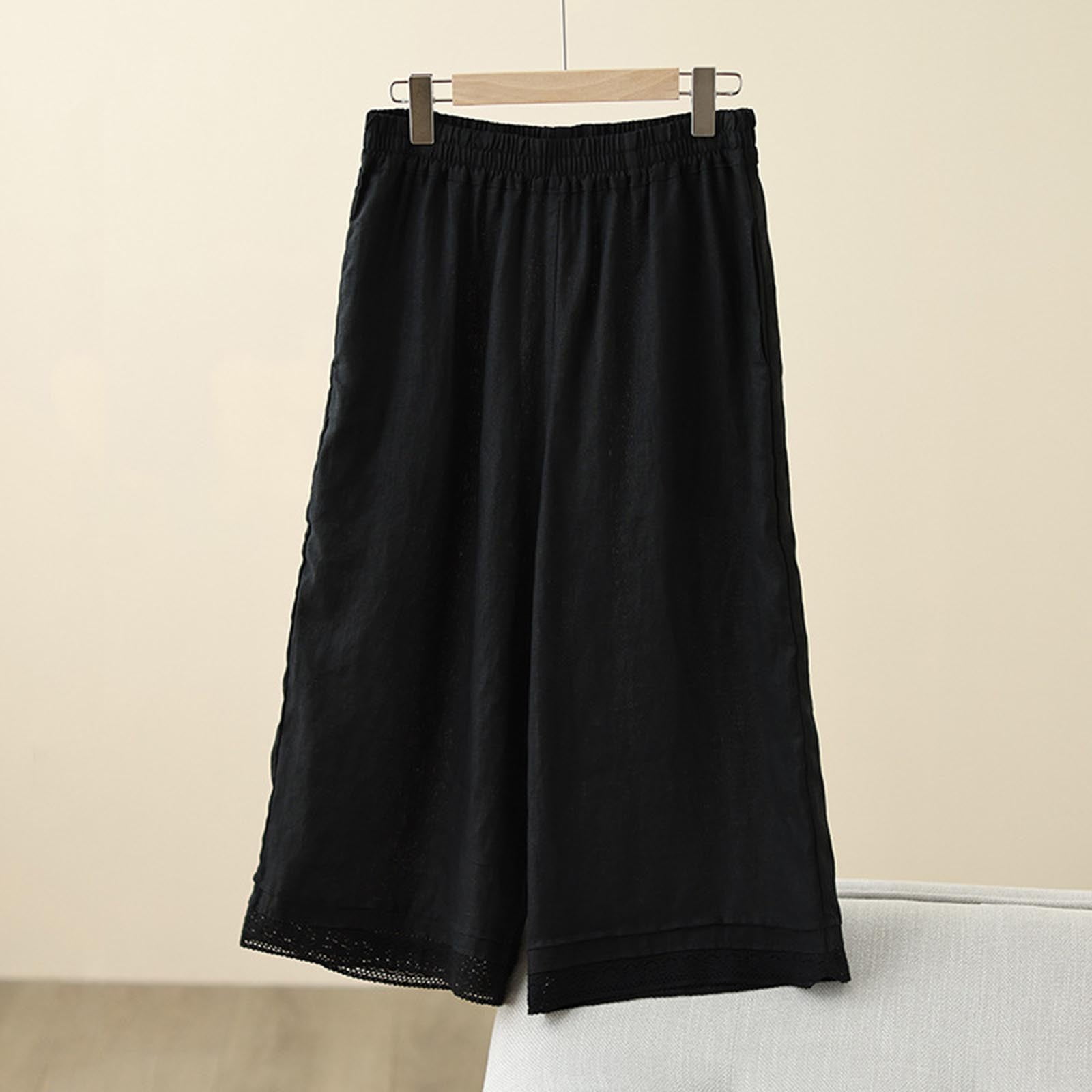 Black Linen Pants Women's 2025 Retro Solid Cotton and Linen Pants ...