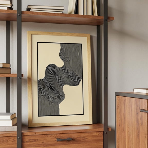 Black Lines Abstract Art Print, Mid Century Modern Decor