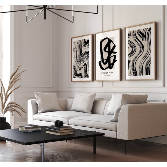 Black Lines Abstract Art Prints Minimalist s, Stretched Canvas