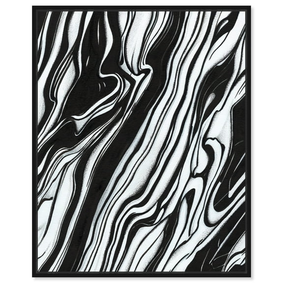 Black Lines I Canvas Modern Black And White Abstract Wall Art by Art Remedy, Black Frame, 16" x 20"