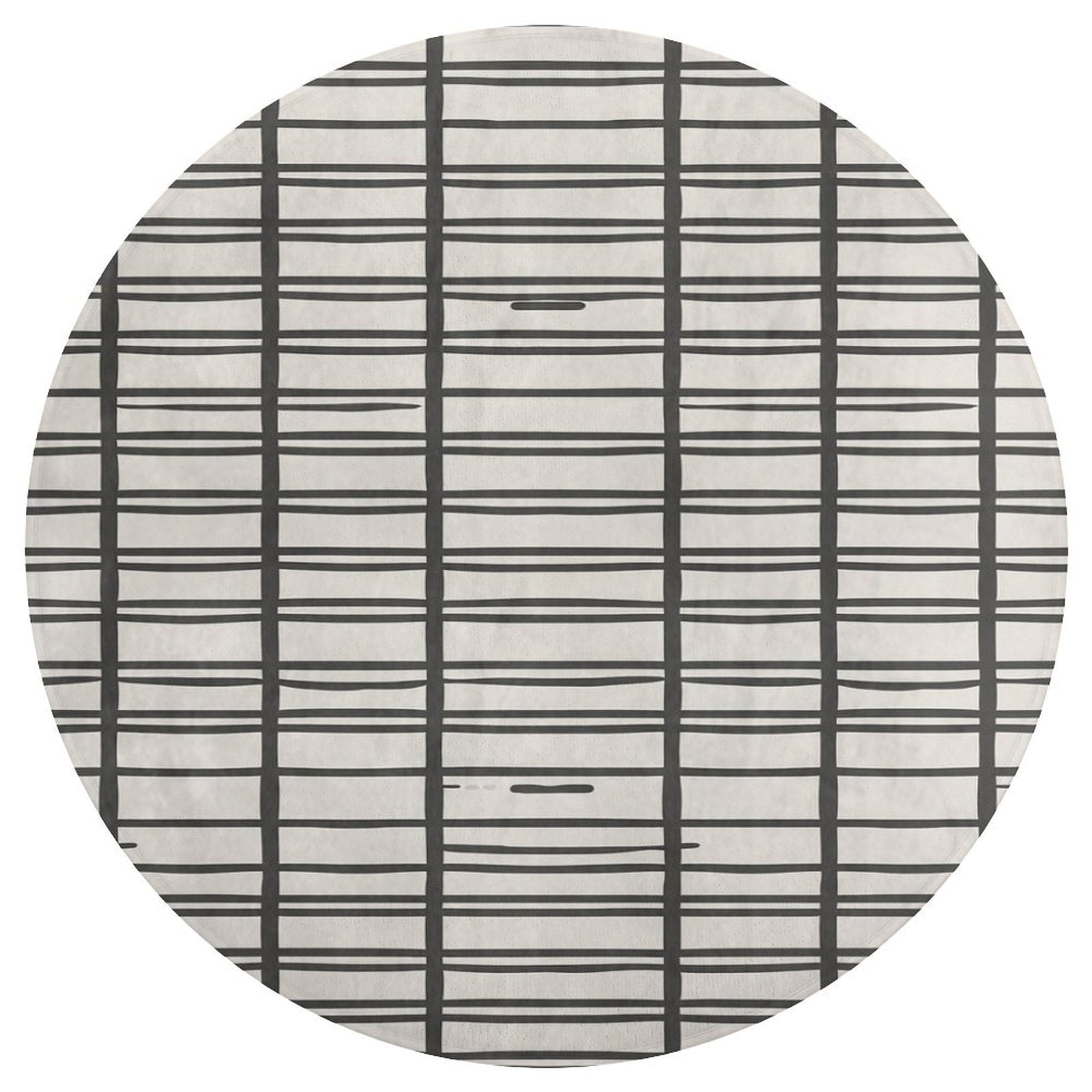 Black Lines White Background Round Carpets Living Room Sofa Coffee