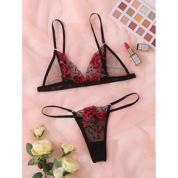 Black Lingerie Set Embroidered