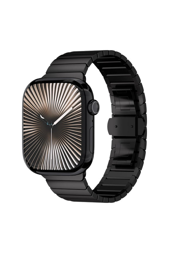 Black Link Bracelet Compatible with Apple Watch Series 11 Jet Black (46mm) & Ultra 3 (49mm) Titanium Case - Stainless Steel Metal Band