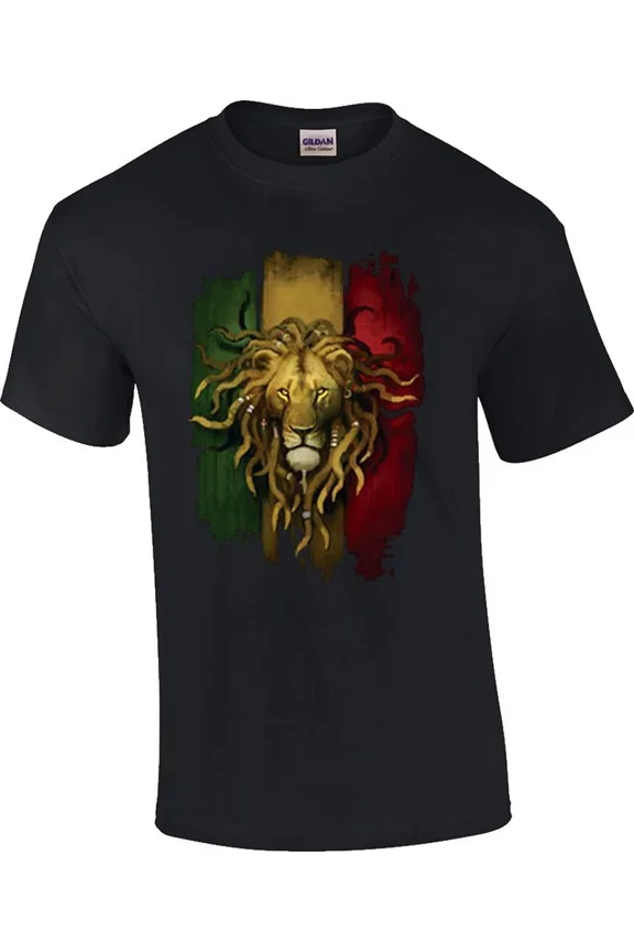 Black Lion Rasta Flag Jamaican Reggae Music Culture Theme Unisex T-Shirt Z5815, up to Size 5XL