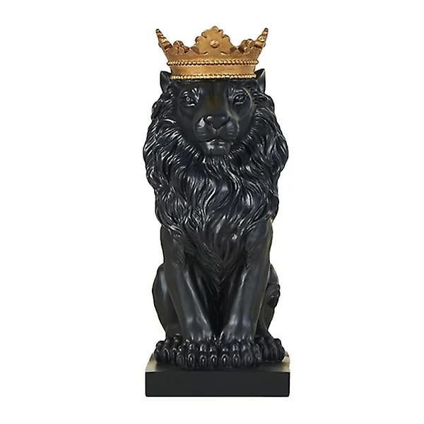 Black Lion Statue With A Gold Crown - Decoration - Walmart.com