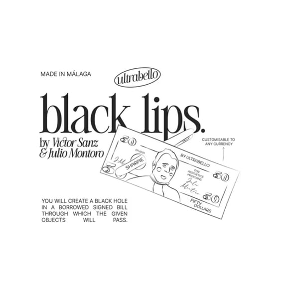 Black Lips Magic Prop By Julio Montoro Close Up Illusion Gimmick Street Magic Effect Magician Tool with Tutorial Magic Tricks