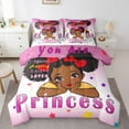 thumbnail image 1 of Black Twin Bed In A Bag 7 Pcs American African Princess Comforter Set With Sheets Cute Reversible Colorful Stars Bedding Kawaii Magical Bed Set Pink Black, 1 of 5