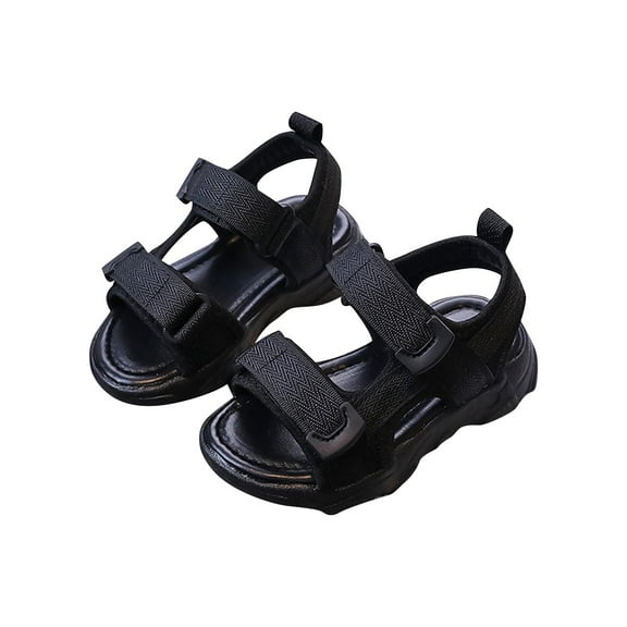 Black Little Ones Adjustable Strap Sandals With Cushioned Sole For Breathable And Comfortable Experience Great For Various Occasions And Play Non Slip Base