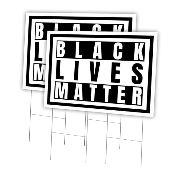 Black Lives Matter 2 Pack 24" x 36" Yard Sign & Stake | Business, Municipality, Home & Colleagues | Made in The USA