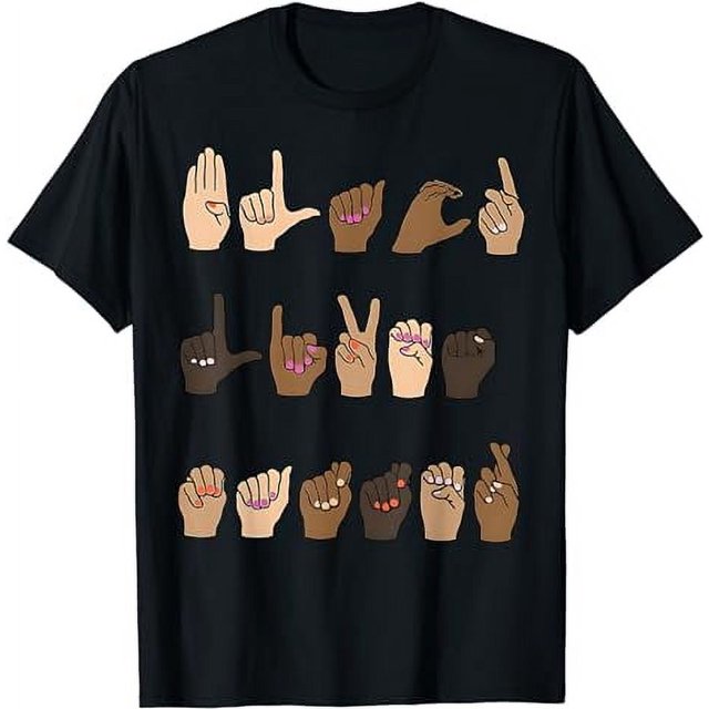 Black Lives Matter ASL Sign Language Hand Signs Deaf & Mute TShirt