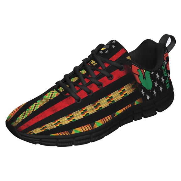 Black Lives Matter African American Flag Running Shoes Sneakers Mesh Black Size 10.5