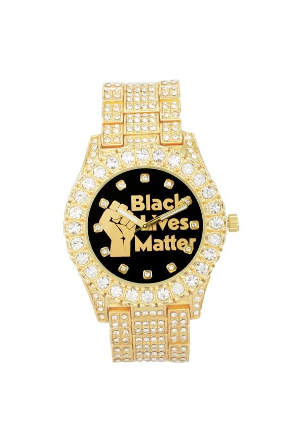 Black Lives Matter Bling'ed Out Royalty Big Rocks Watch fit for a King with Iced Out Diamonds - ST10327 BL