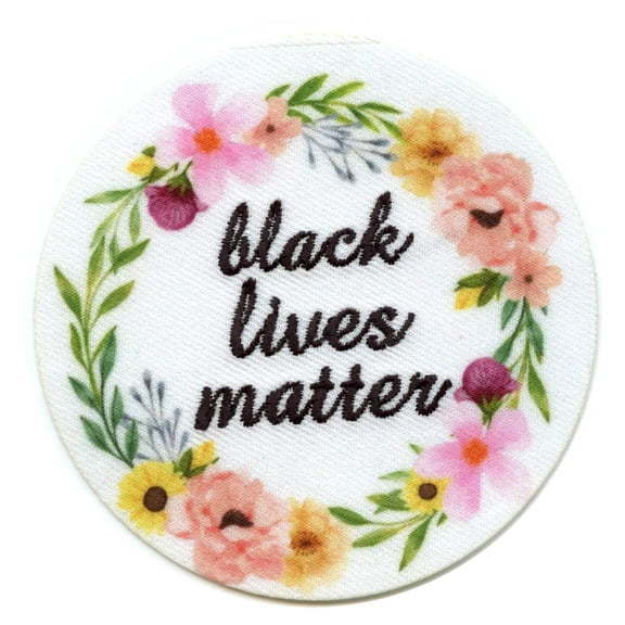 Black Lives Matter Floral Circle Embroidered Iron On PhotoPatch