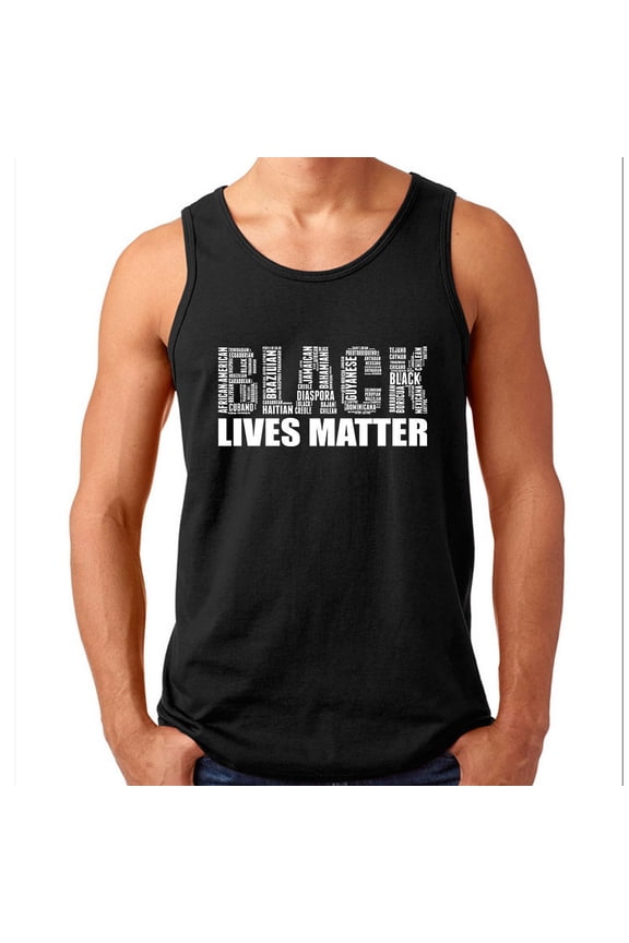 Black Lives Matter Printed Man Tank Top Vintage Letters Tee Tank Color Black 2X-Large