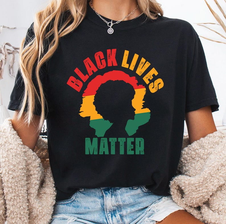 Black Lives Matter T Shirt Afro Silhouette Pride Red Yellow Green Black Lives Matter T Shirt Afro Silhouette Pride Red Yellow Green