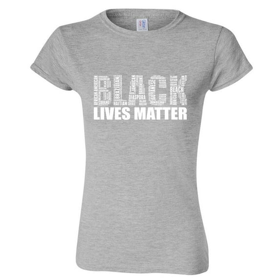 Black Lives Matter Women T-Shirt Vintage Letters Lady Tee Girl Outfit Color Sport Gray Large