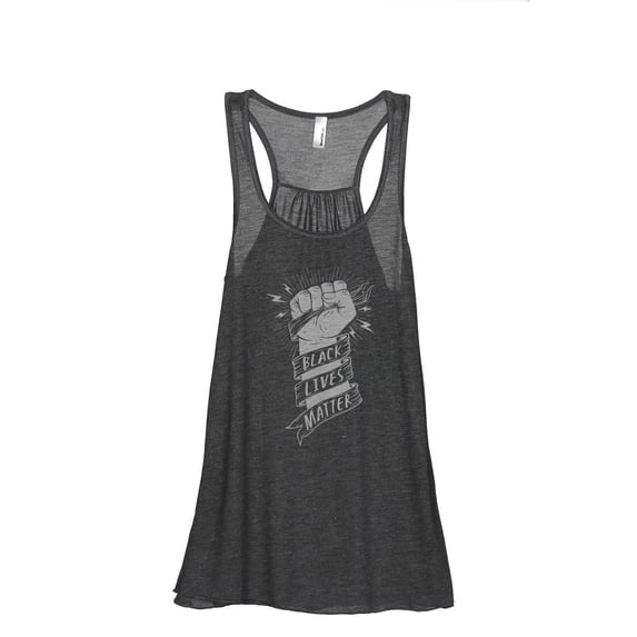 Black Lives Matter Women's Fashion Sleeveless Flowy Racerback Workout Yoga Tank Top Charcoal Grey Large