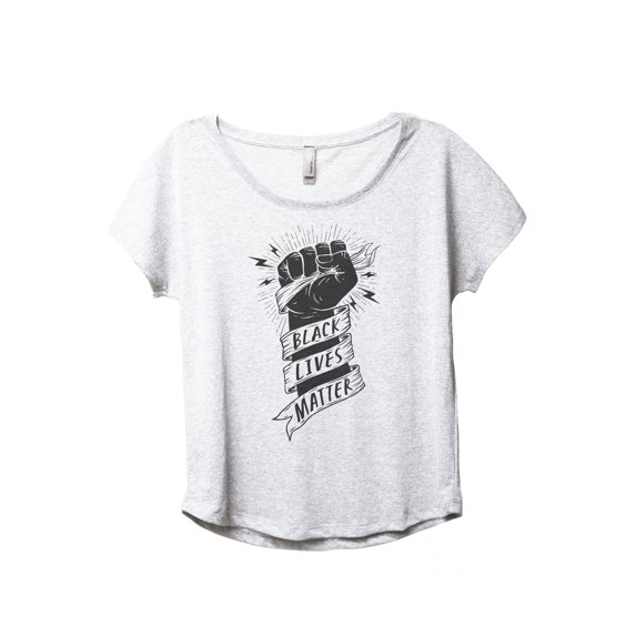 Black Lives Matter Women's Fashion Slouchy Dolman T-Shirt Tee Heather White 3X-Large