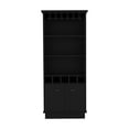thumbnail image 1 of Black Living Room Bar Cabinet - Hanging Glassware Exhibit, Concealed Storage Compartment, Versatile Shelving, Easy Assembly Instructions, Engineered Wood Shelf, Area, Shelving Options, To Assemble,, 1 of 4