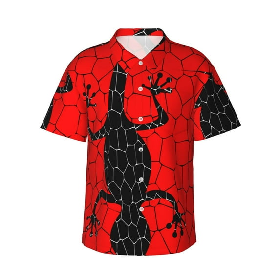 Black Lizards Men's 3d Print Casual Button Down Shirts, Novelty Hawaiian Short Sleeves 3xl