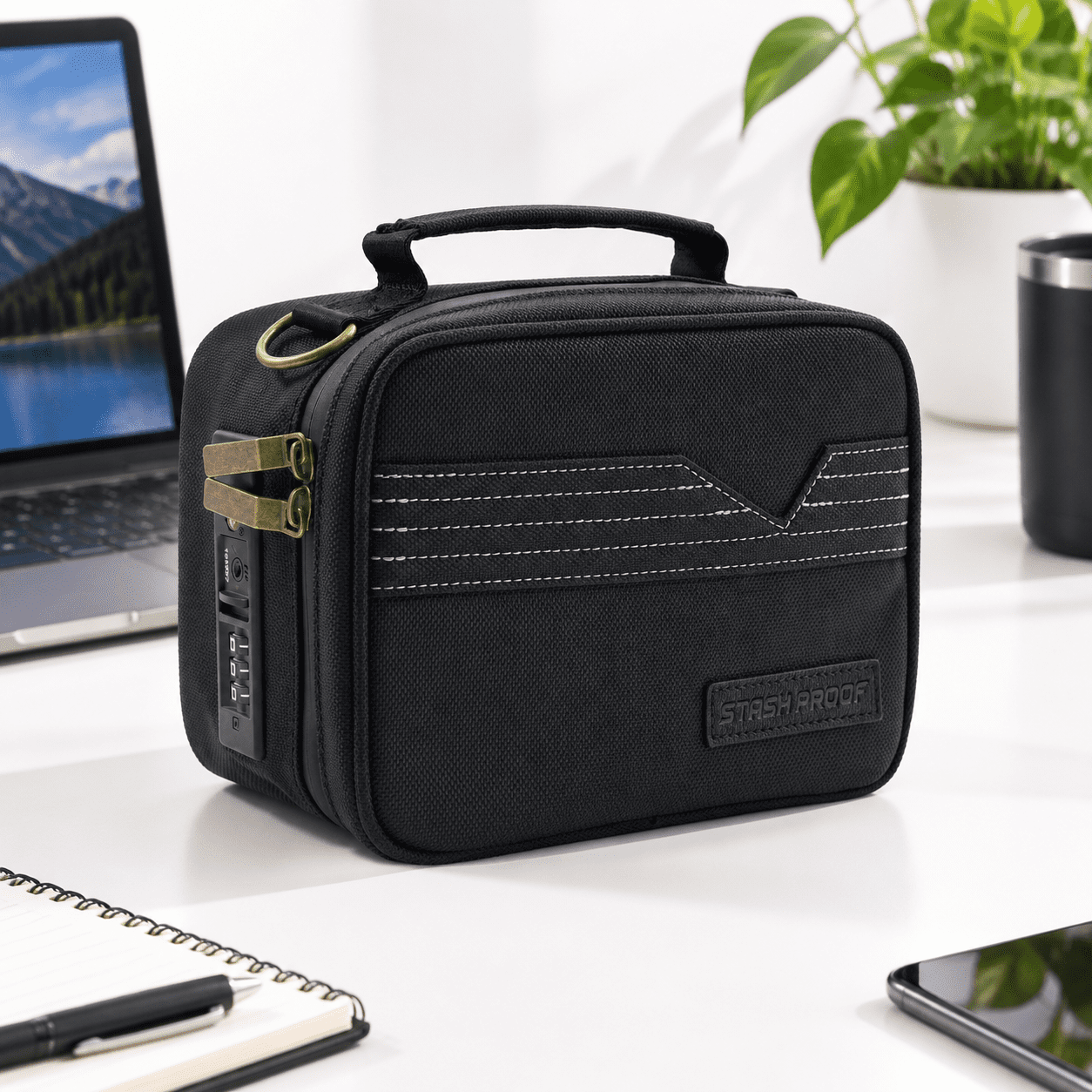 Combination Storage Lock Black Lockable Carbon Lined Travel Storage Box with TSA Combination ...