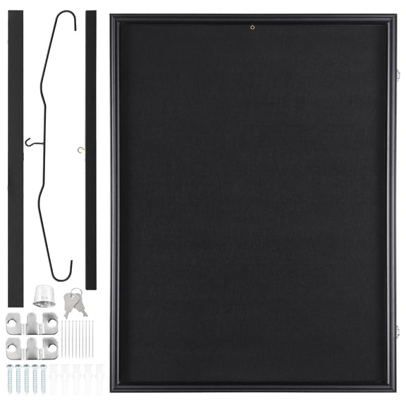 Black Lockable Sports Jersey Shadow Box Display Case 2432in,98% UV Protection PC Glass with Hanger for All Sport Uniforms