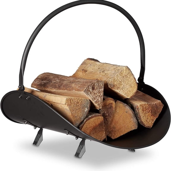 Black Log Holder Indoor and Outdoor Firewood Rack Hearth Basket