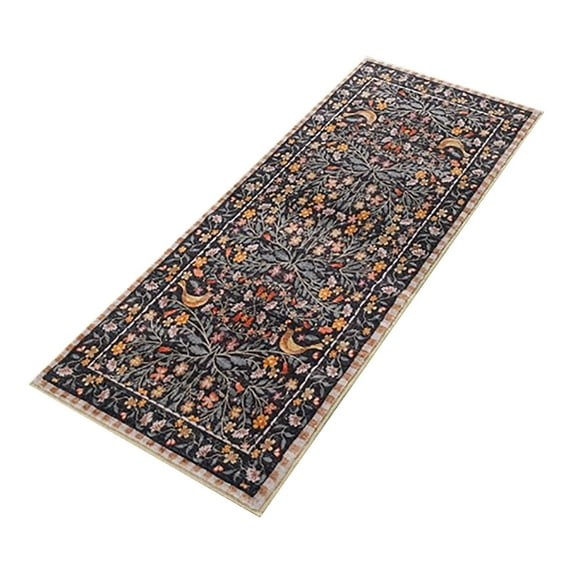 Black Long Bathroom Rugs Runner Funny Washable Bath Runner Non Boho Soft Shaggy Distressed Cute Bird Floral Bath Mat For Shower Red 120x50cm