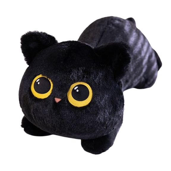 Black Long Cat Plush Pillow Toy Cuddly Soft Stuffed Animal Leg Clamping Sleeping Doll For Adults Kids Room