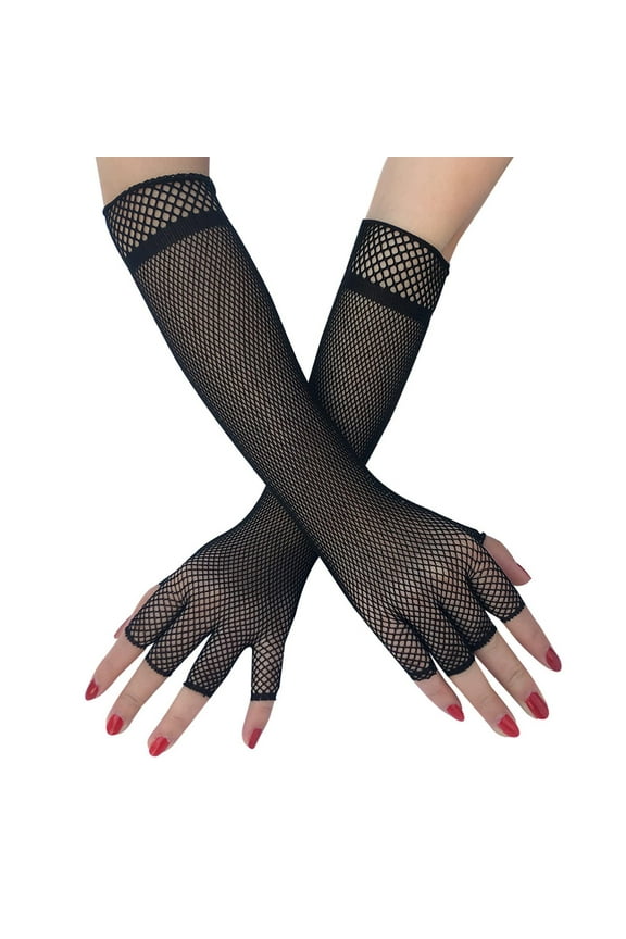 Black Long Gloves Party Supplies Nylon Gothic Accessory Elbow Length Mesh for Fancy Dress Performance Ladies