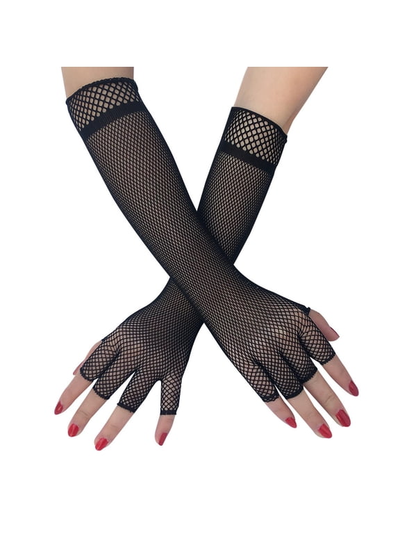 Black Long Gloves Party Supplies Nylon Gothic Accessory Elbow Length Mesh for Fancy Dress Performance Ladies