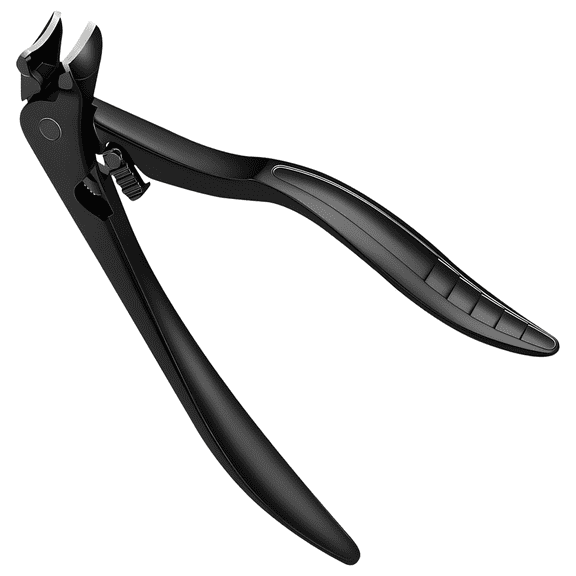 Black Long Handle Locking Toenail Clippers for Seniors, Stainless Steel Anti-Splash Wide Jaw Clippers with Built-in Nail Case, Heavy Duty Ergonomic Angled Head Cutter for Thick Ingrown Nails
