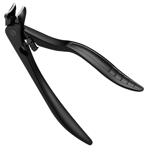 Black Long Handle Locking Toenail Clippers for Seniors, Stainless Steel Anti-Splash Wide Jaw Clippers with Built-in Nail Case, Heavy Duty Ergonomic Angled Head Cutter for Thick Ingrown Nails