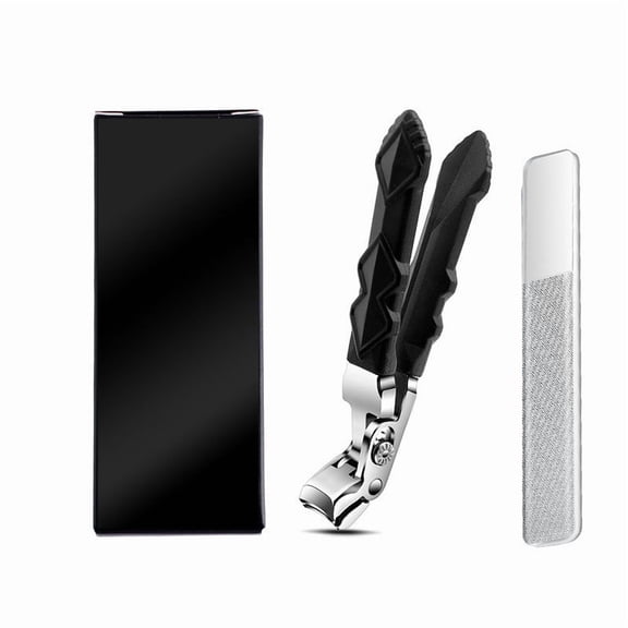Black Long Handle Non-Slip Toenail Clippers for Seniors Thick Toenails, Heavy Duty Large Ergonomic Unique Professional Angled Head Curve Sharp Toe Finger Nail Clipper for Men and Women