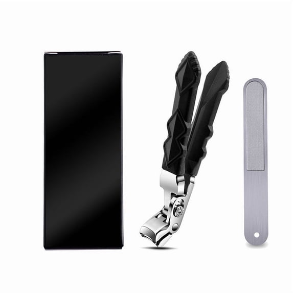 Black Long Handle Non-Slip Toenail Clippers for Seniors Thick Toenails, Heavy Duty Large Ergonomic Unique Professional Angled Head Curve Sharp Toe Finger Nail Clipper for Men and Women