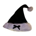 thumbnail image 1 of Black Long Plush Santa Hat With Bow Design For Holiday Gatherings And Themed Events One Size With Soft Material For Comfort, 1 of 7