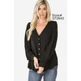 thumbnail image 1 of Black Long Sleeve Shell Button-Down Blouse, 1 of 4