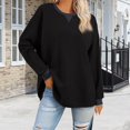 thumbnail image 1 of Black Long Sleeve Shirts for Women, Polyester Womens Fall Fashion 2024, Womens Oversized Sweatshirts 2024 Casual Crewneck Long Sleeve Knit Tops Pullover Jumper Outfits M, 1 of 4