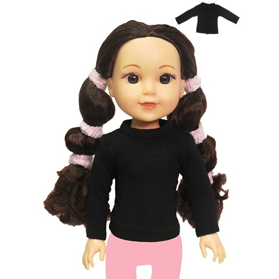 Black Long Sleeve T-shirt for 14.5 inch Dolls | American Fashion World