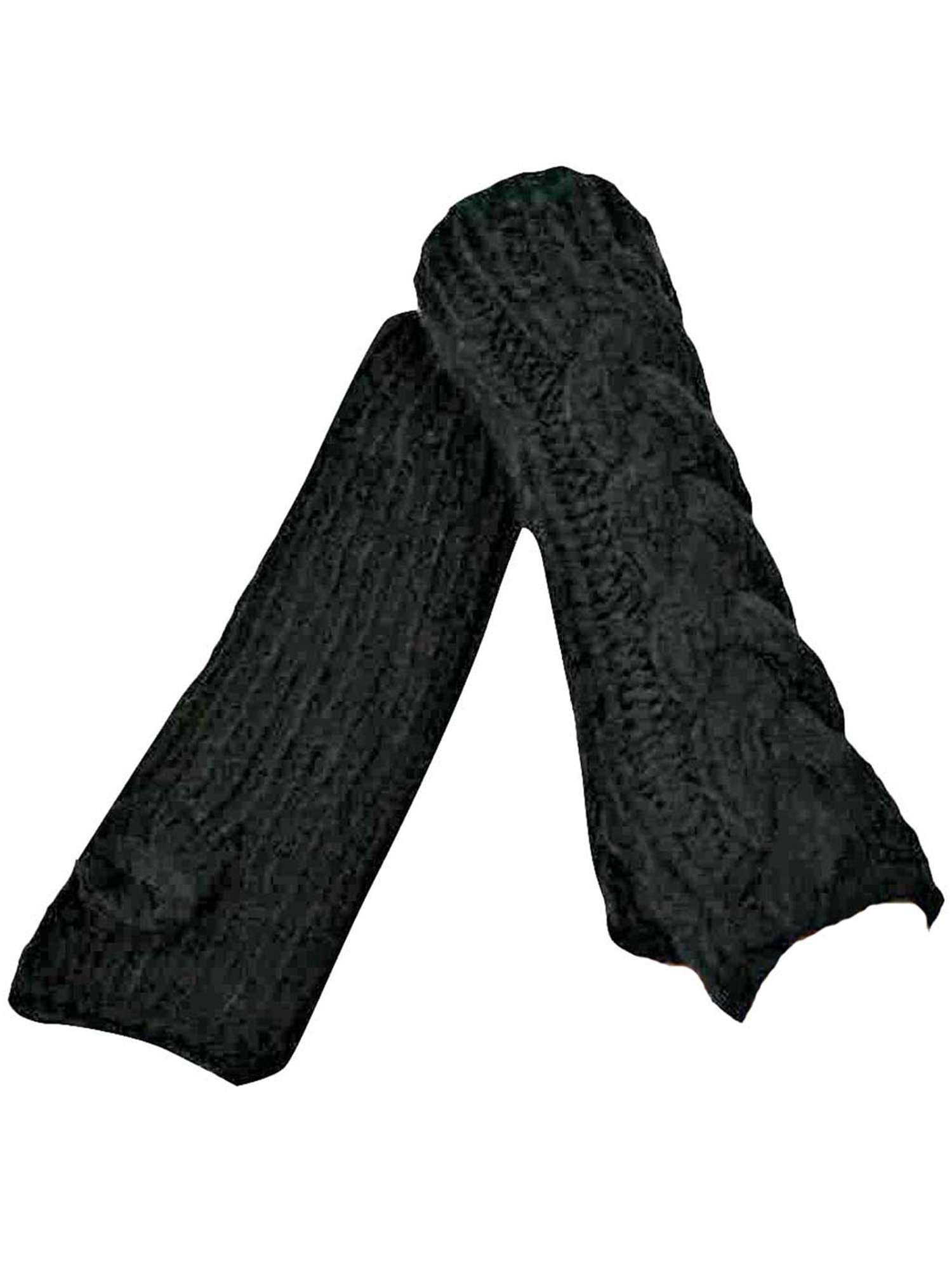 Black Long Thick Cable Knit Arm Warmer Gloves