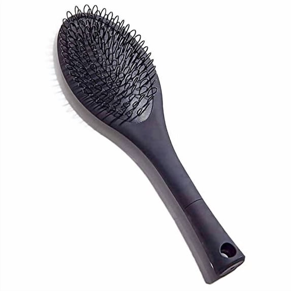 Black Loop Brush - Salon Professional Grade with Matted Black and Ergonomic Design - Safe Detangler Tool for 100% Remy Human and Synthetic Hair Extensions and Wigs