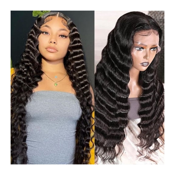 Black Loose Curly Wavy Lace Front Wigs, Long Synthetic Heat Resistant Fiber Wave 13×1 T Part Lace Wigs with Baby Hair Natural Hairline for Women