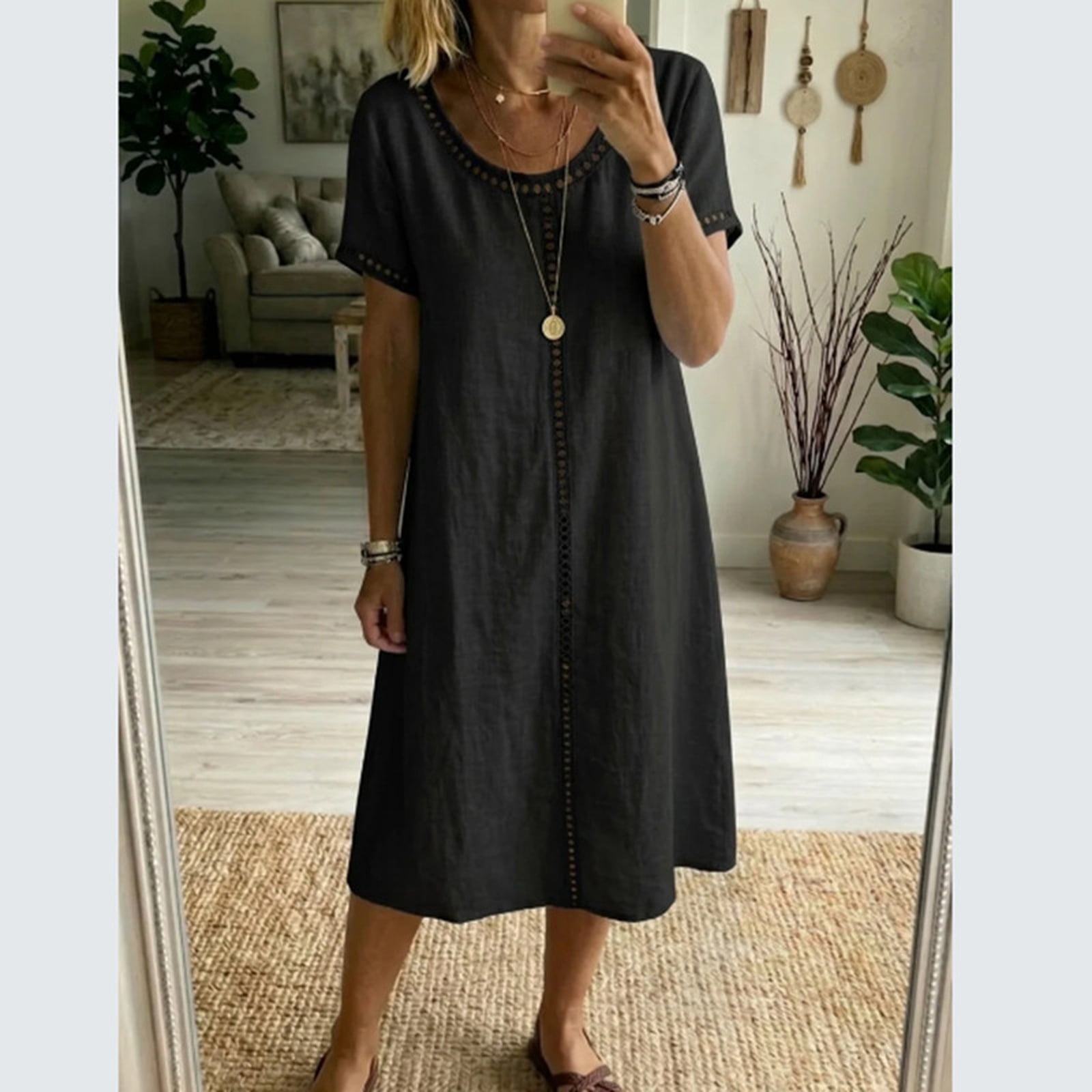 Black Loose Womens Summer Dress, Spring Dresses for Women, Women Casual ...