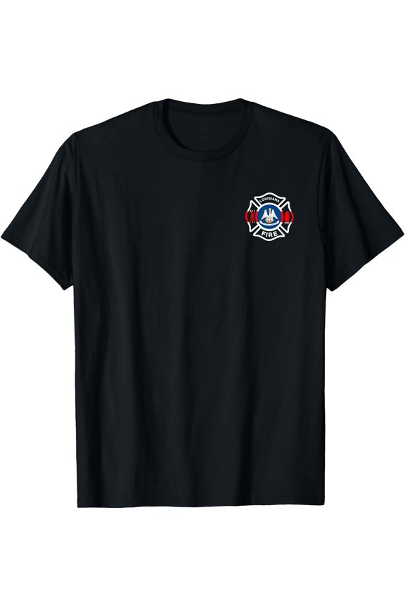 Black Louisiana Fire Department T-Shirt with Firefighters Emblem for Support and Pride