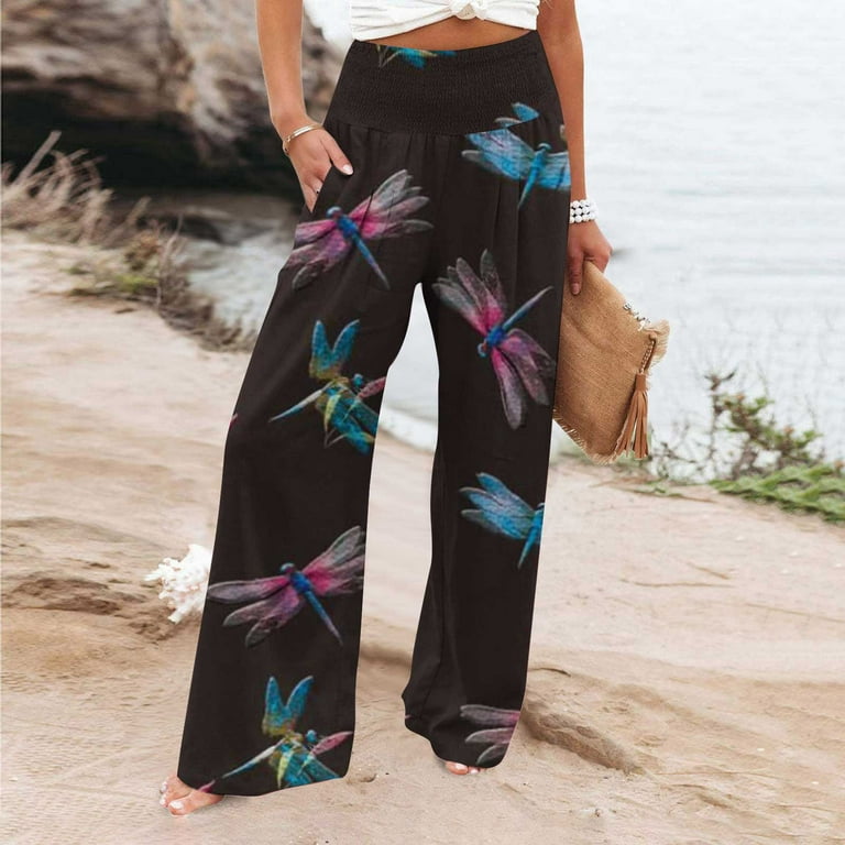 Black Lounge Pants for Women Women's Comfortable Flower Printed High Waist  Leisure Pants Sweatpants Yoga Pants 