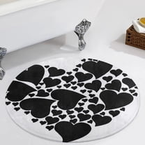 Black Love Heart Pattern Round Carpet Circle Rug Outdoor Patio Area Rug Washable Large Area Rugs Hallway Room Decor Fitness Mats