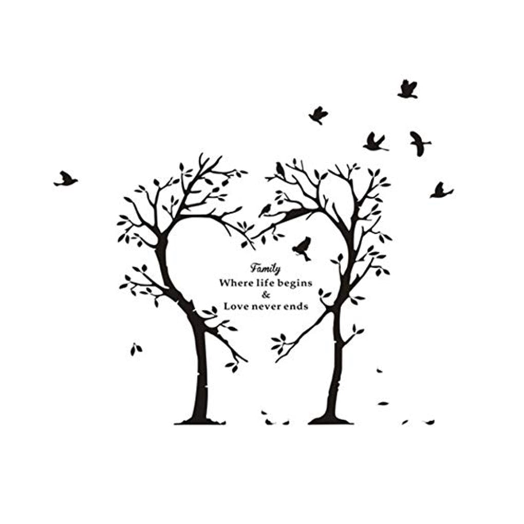 Wall Stickers Vinyl Decal Branch Tree Birds Cage Hearts Romantic Decor  (z2064)